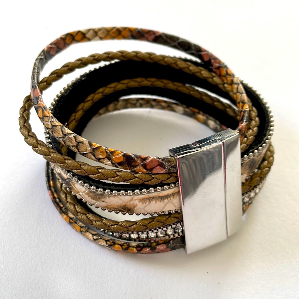 Textured faux snake skin cuff bracelet